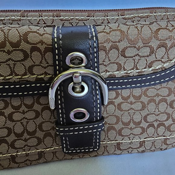 Coach Tan and Brown Wristlet Clutch - Picture 5 of 14